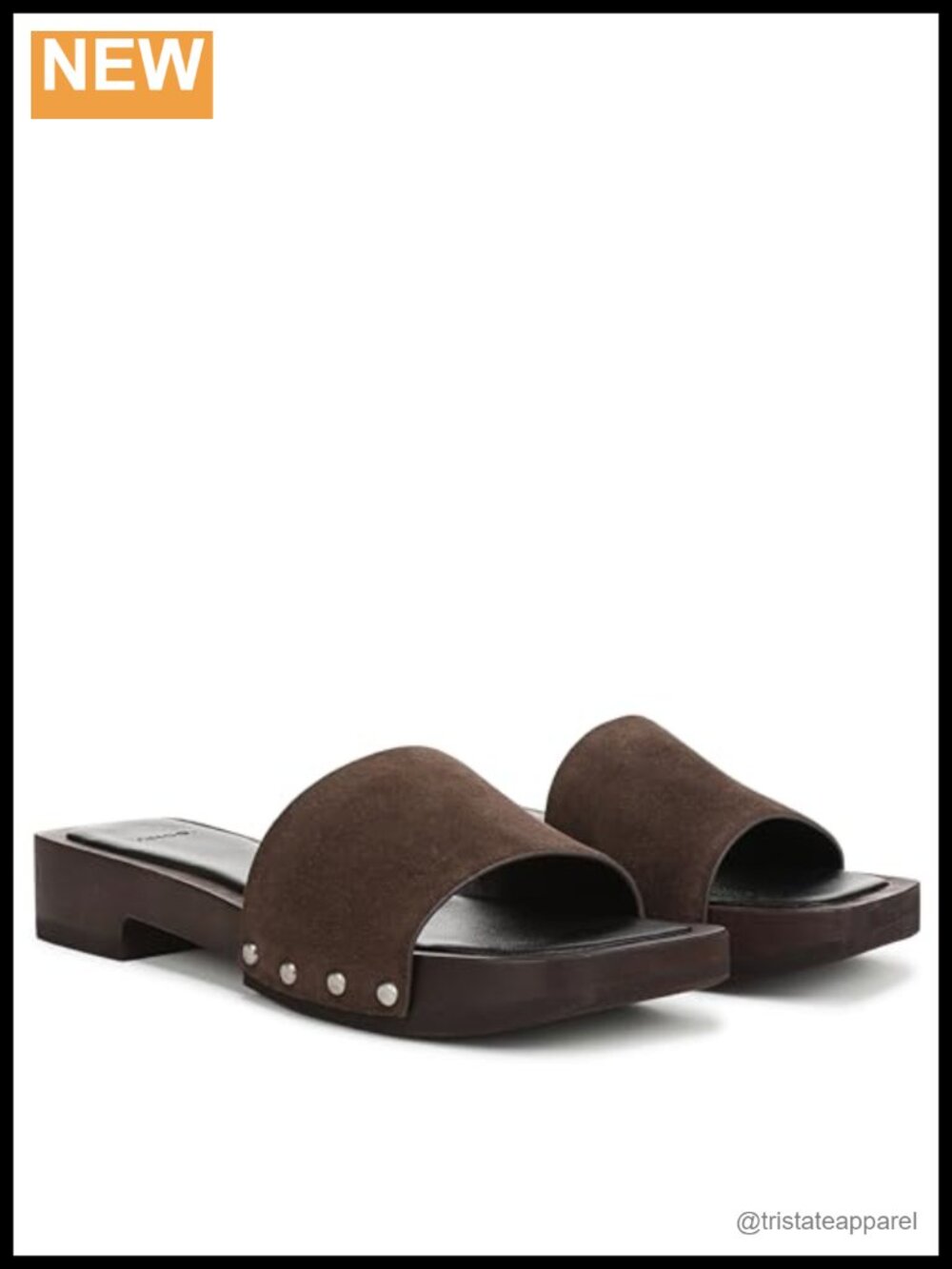 Vince Barbara Suede Leather Slide Sandals Block Heel Slip On - Picture 6 of 6
